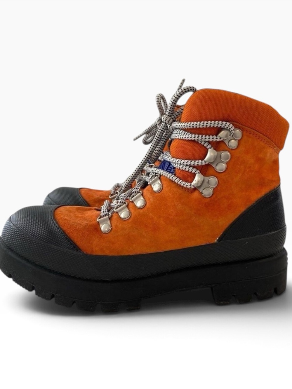 Esprit Orange Suede Chunky Hiking Boots Women Size 7.5 Y2K Lug Sole platform
